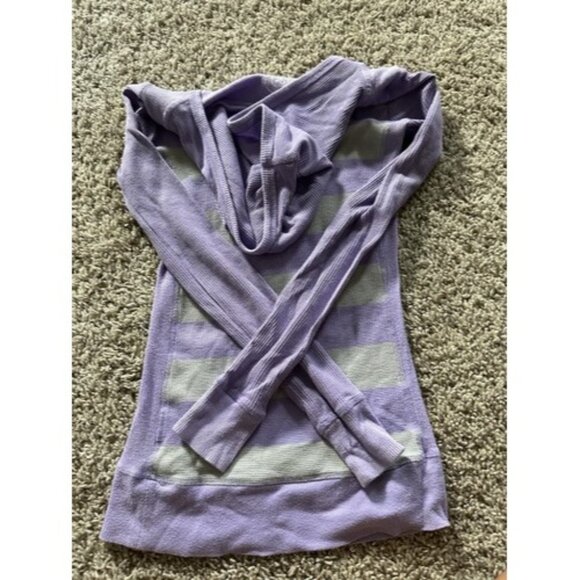 So Long Sleeve Kangroo Pouch Pull Over Long Hood T-Shirt Size XS Purple Gray - Picture 15 of 16